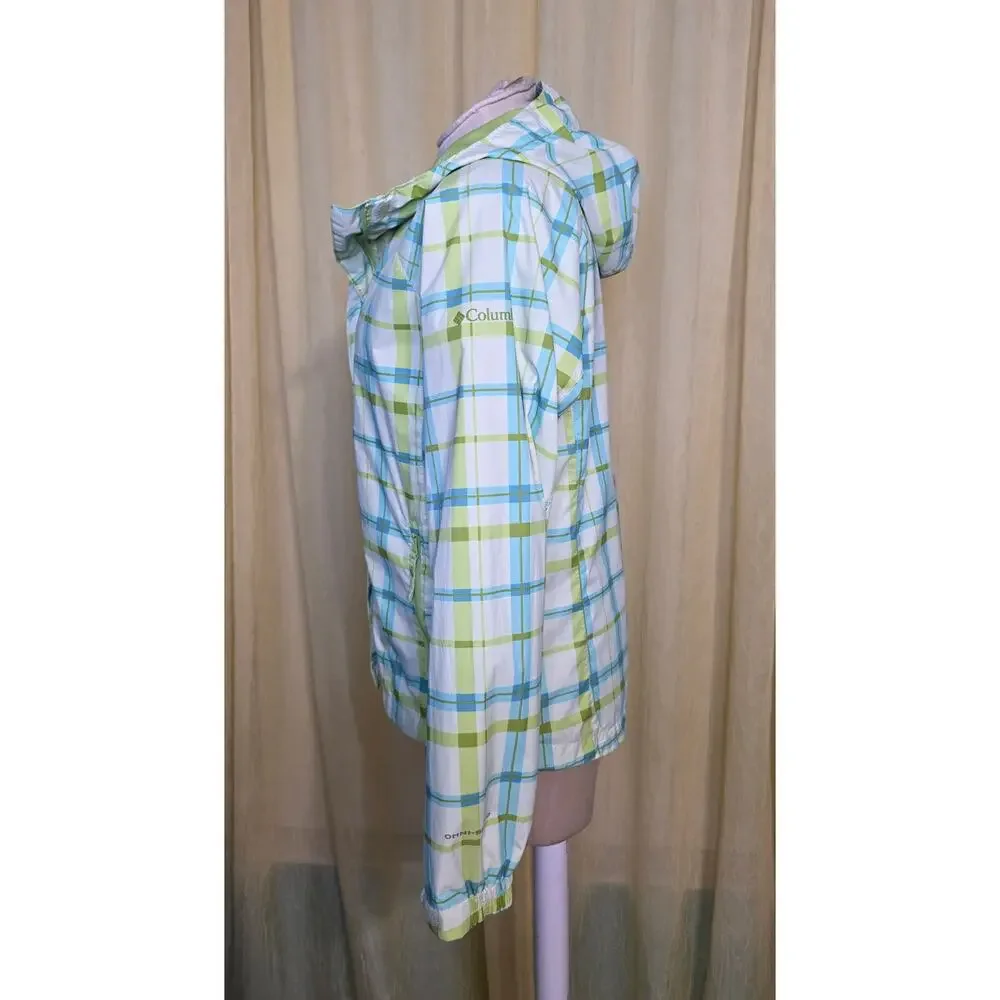 Columbia Omnishield Plaid Mesh Lined Waterproof Rain Jacket‎ girls Size 14/16